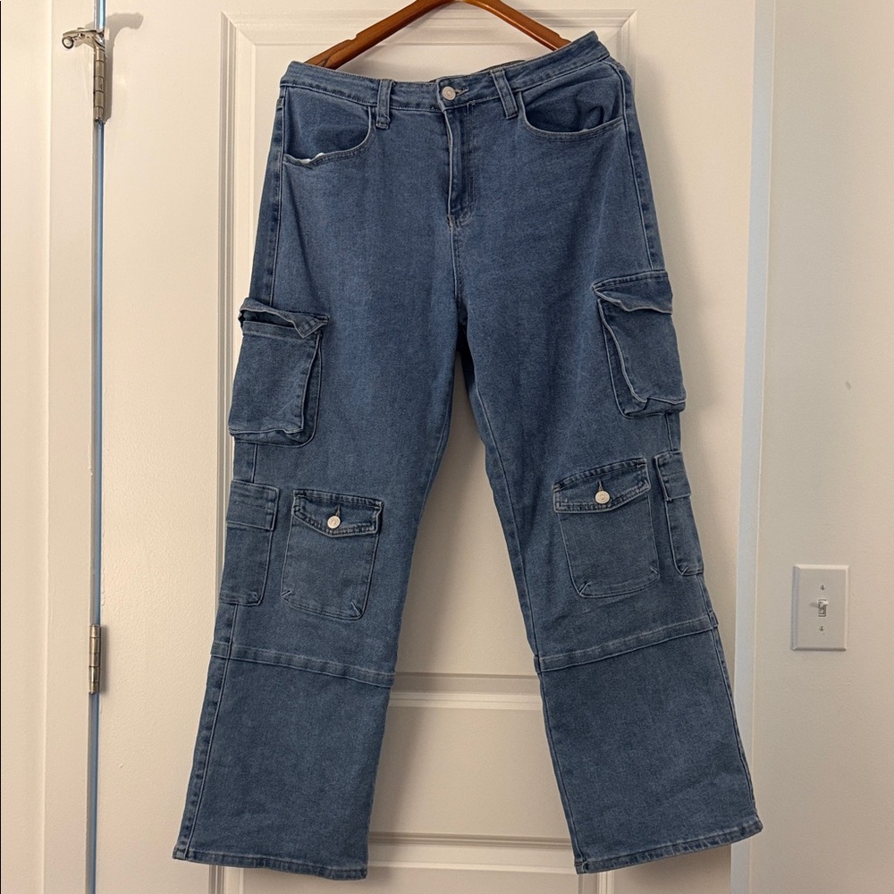 Women's Denim Cargo Flare Jeans
